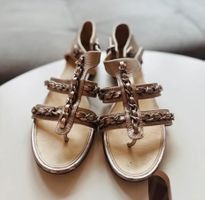 Chanel Sandalen, Gr. 37.5C, Fabe gold/bronze