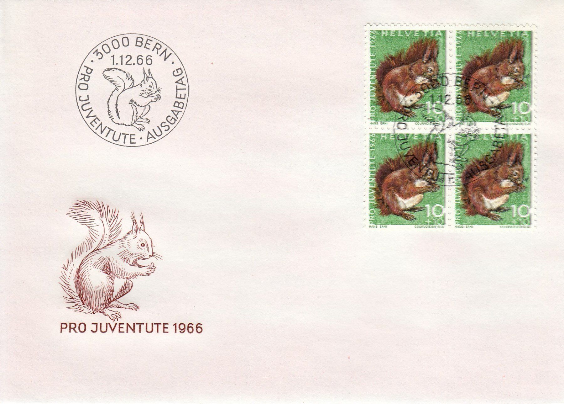 Alle Briefmarken: 1966 215-19 Pro Juventute 5 FDC 4erBlock – Gebraucht aus Spreitenbach von Mustang_1105 1