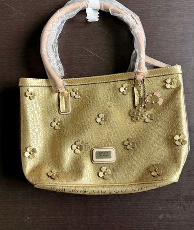 GUESS Britton Tote Bag Gold - NUOVA con cartellino - Mai usa