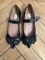 Ballerinas Ras Schwarz Grösse 39 Leder Schleife Schnalle
