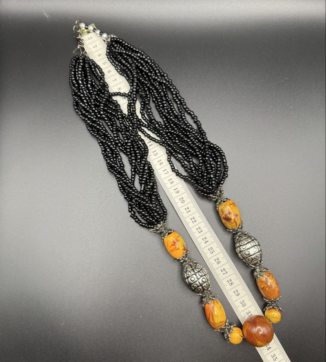 Catenine: Vintage Halskette orange und schwarz – Usato da Lamone venduto da LaCantinaMagica 9
