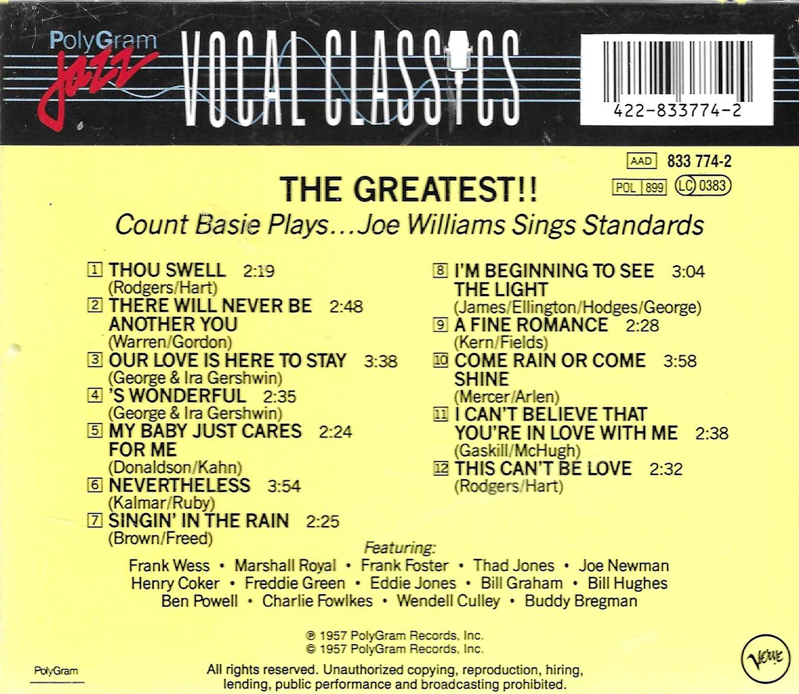 CD: Count Basie & Joe Williams - The Greatest!! – Usato da Savagnier venduto da Ne2065 1