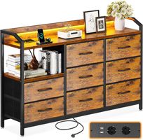 Kommode 8 Schubladen LED USB Steckdosen 110cm Vintage