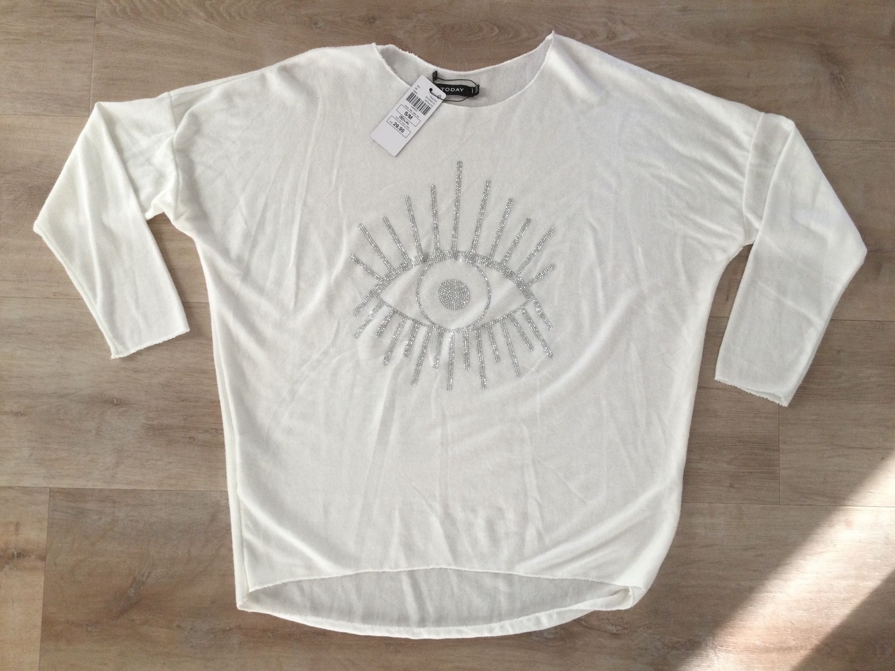 Maglioni & Felpe: Pull blanc avec motif œil en strass TODAY, taille S/M, NEUF – Nuovo e nell'imballaggio originale da Agiez venduto da chouchanelle 3