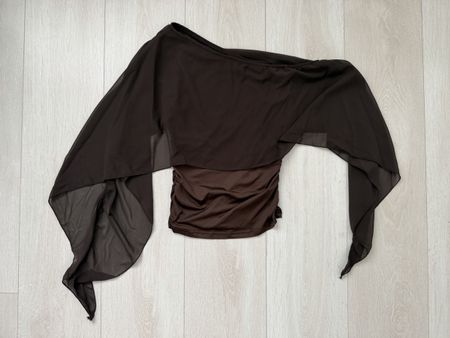 Damen Oberteil Chiffon Asymmetrisch Brauntöne Grösse XS