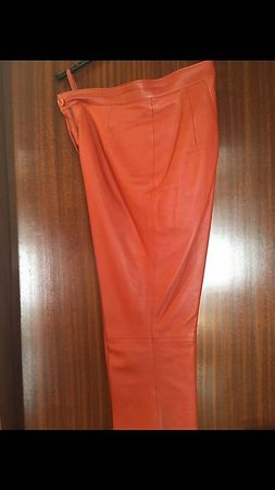 Pantaloni in vera pelle arancioni