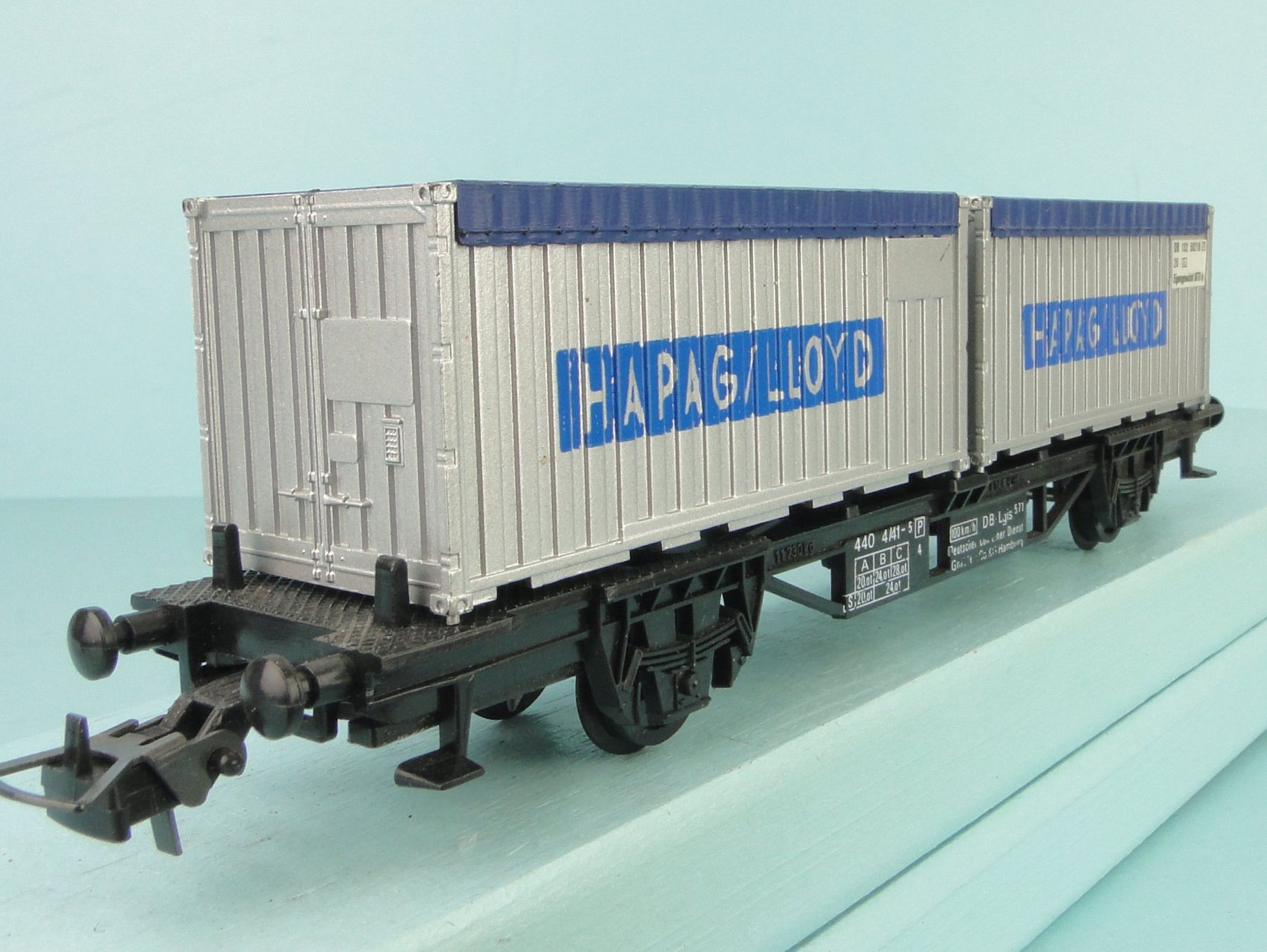 Aku Modellini di ferrovie: Faller Hapag Lloyd Container Wagen – Usato da Bülach venduto da cann11
