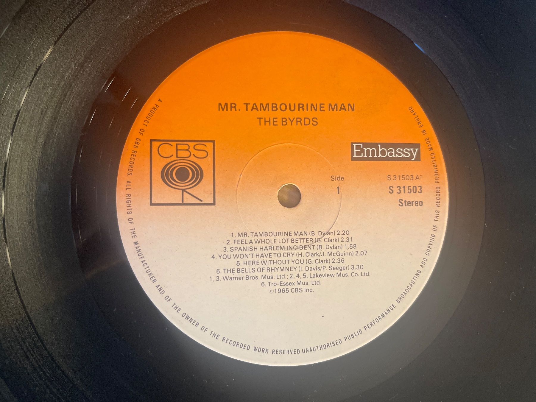 Dischi in vinile: M38/The Byrds - Mr. Tambourine Man – Usato da Frutigen venduto da Philippe_jsp 2