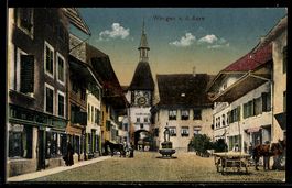 AK Wangen a. d. Aare, Marktplatz mit Brunnen und Stadttor, G
