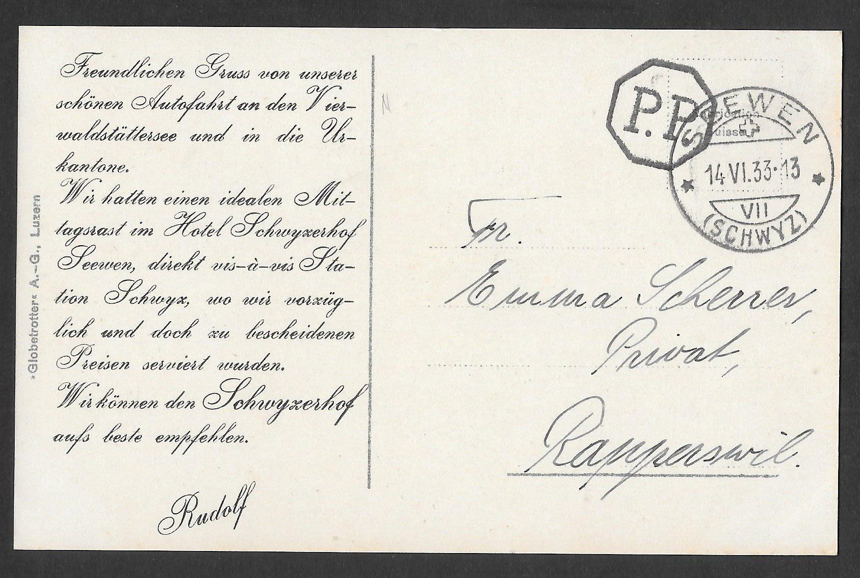 Cartoline postali: Seewen Hotel Schwyzerhof – Usato da Olten venduto da clotaldi 1
