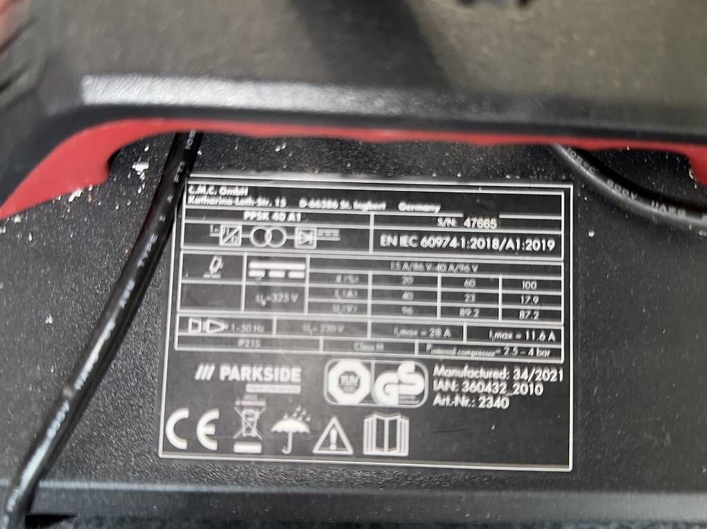 Tutti gli attrezzi: Plasmaschneider Parkside PPSK 40 A1 – Usato da Schinznach Bad venduto da Waldfest 3