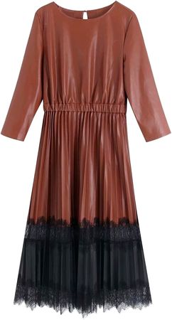 ZARA Plissee LEDER Kleid Dress Robe Stretch waschbar S NEU