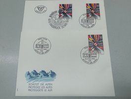 2 Briefe "Schützt die Alpen" Stempel Chur+Innsbruck, perfekt