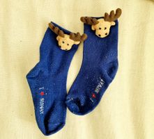 Lustige Socken mit Rentierkopf Gr. 29-32