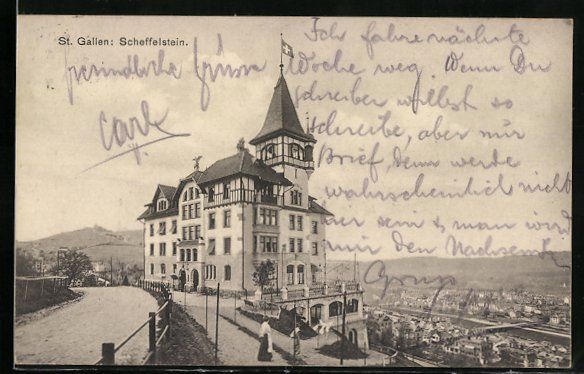 Ansichtskarten: St. Gallen, Hotel Scheffelstein mit Stad – Gebraucht aus Berlin von bartko-reher
