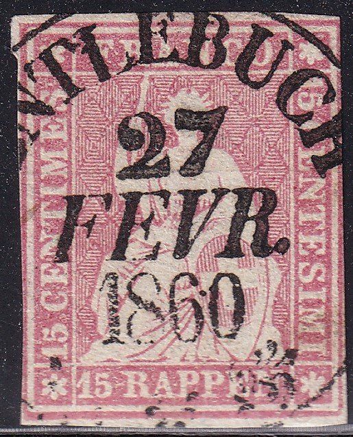 Tutti i francobolli: 1854/62 STRUBEL, Zst.Nr.24G – Usato da geneve venduto da philatelie-marchand
