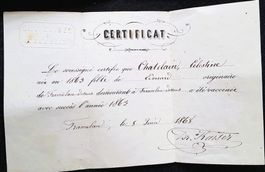 Impfschein Certificat Vaccination 1868 Tramelan Dr. Kaiser
