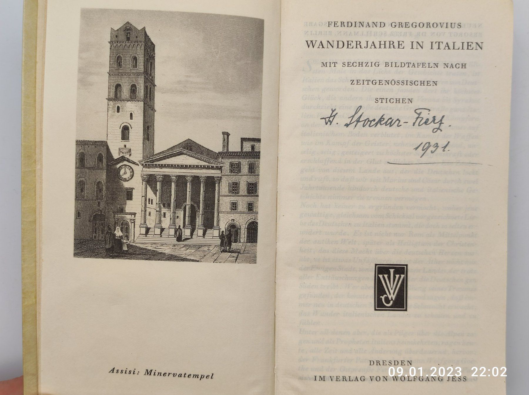 Libri: GREGOROVIUS - WANDERJAHRE IN ITALIEN 1925 – Usato da Goldach venduto da Gaip 1