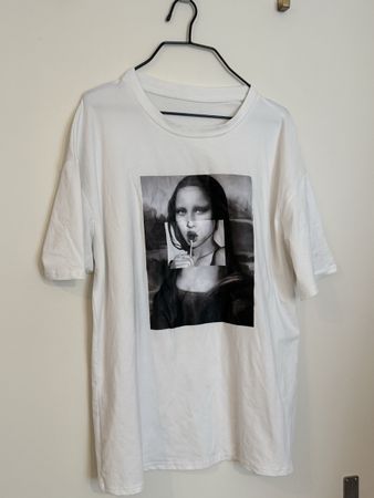 T-Shirt weiss oversized mit Print (CA. GR. M)
