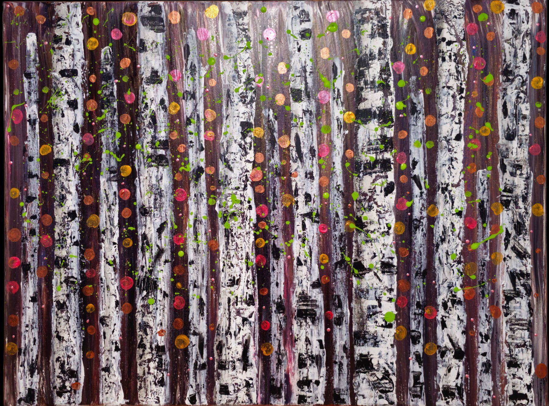 Dipinti: BILD ABSTRAKT "AUTMN-BIRCHES" GEMALT VON MIR – Nuovo e nell'imballaggio originale da Zürich venduto da Melossoap 2