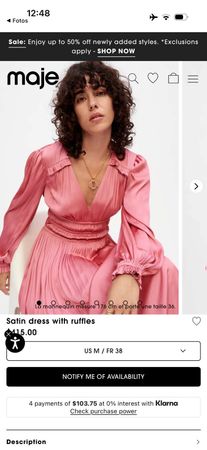 Maje  Kleid rosa Grösse 36 sehr guter Zustand