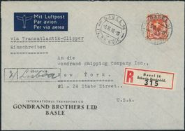 1934 - Wappenschild - Luftpost R Brief - EF - nach USA