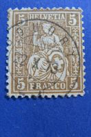 5 Rp.gelbbraun Sitz.Helvetia Nr.30b - Vollstempel BOUDRY NE