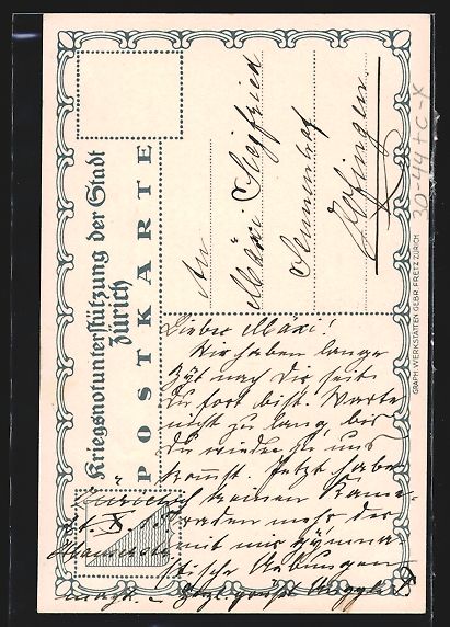 Cartoline postali: Zürich, Kriegsnot-Unterstützung, Junge – Usato da Berlin venduto da bartko-reher 1