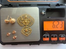 or 19.2K + 2 boucles oreilles,Gold 19.2k poinçonner✅