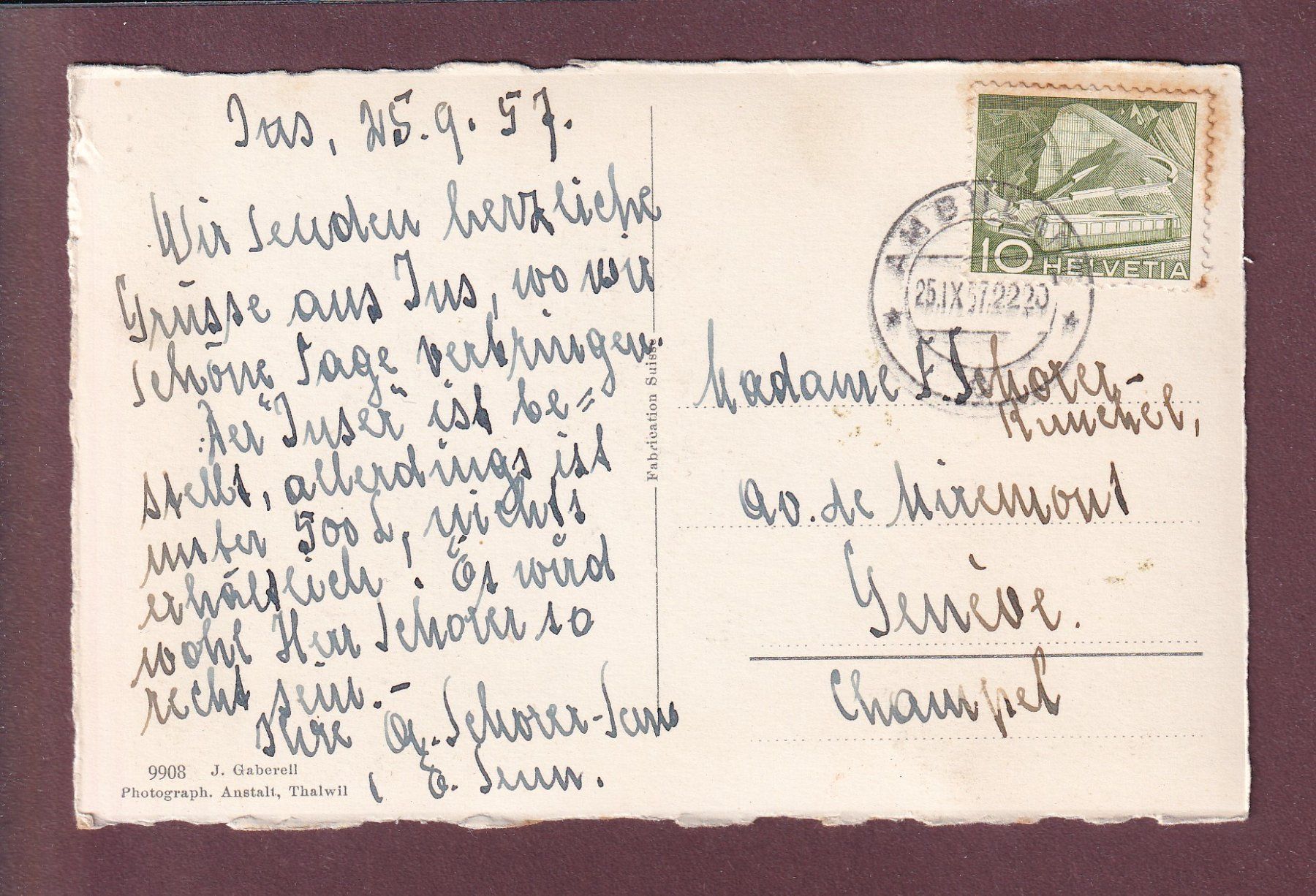 Ansichtskarten: INS - Kirche - 1957 – Gebraucht aus Pully von nicecards 1