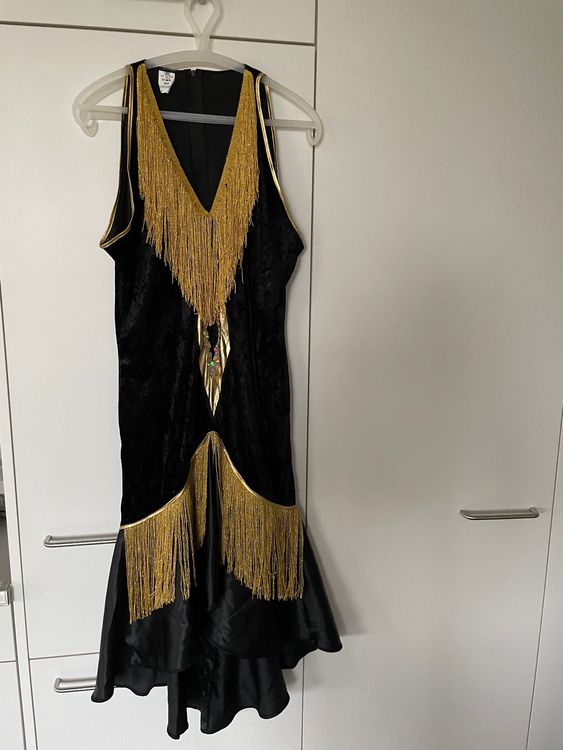 Damen Funkenkostüm Rot-schwarz – Gr. 44, Mit Silberborte, Karneval Outfit