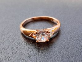 Ring vergoldet 585, size 8 (57), 1.8g, mit Zirkonia