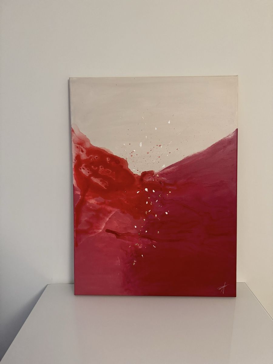 Gemälde: Acryl Gemälde Kunst Rot/Beige, abstrakt, 80x60cm – Neu (gemäss Beschreibung) aus Zürich von Flao_78376