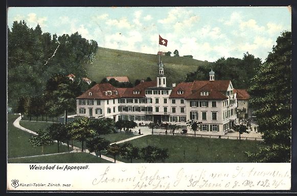 Cartoline postali: Weissbad bei Appelnzell, Blick auf das K – Usato da Berlin venduto da bartko-reher