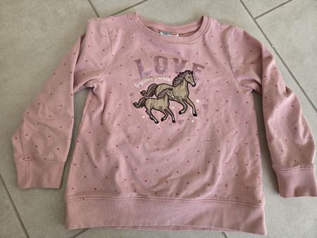 Pullover, Gr. 116, Sweatshirt, Shirt, Pferd,  Glitzer Herz