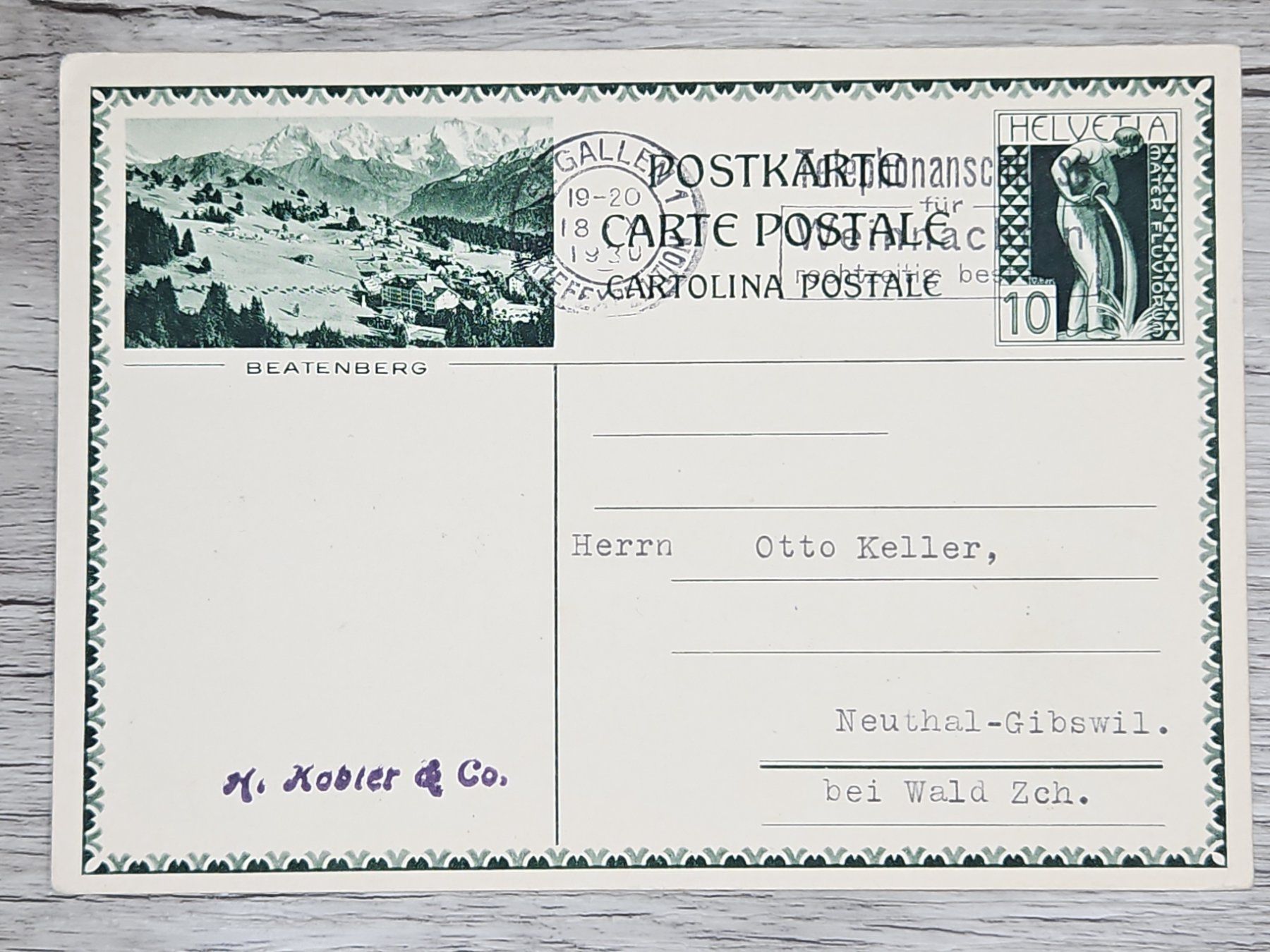 Tutti i francobolli: CL04 Carte Postale + Timbre Suisse 1930 – Usato da Cousset venduto da Patrick_Collections