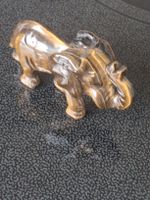Tigerauge Elefant handgeschnitzt H 6cm B 10cm top Zustand