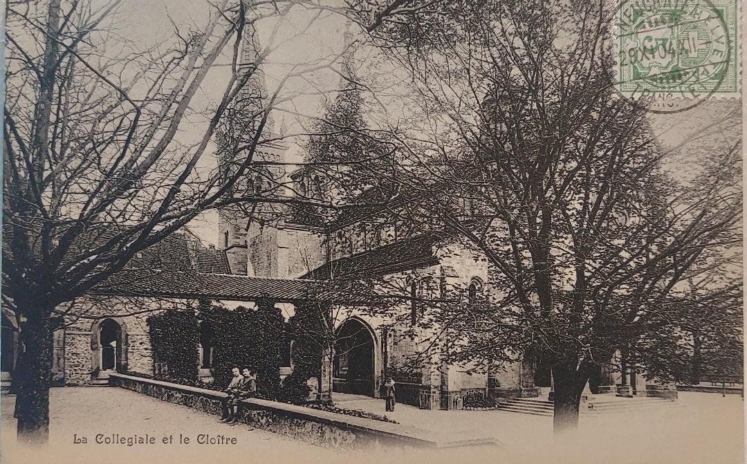Cartoline postali: NEUCHÂTEL - La Collégiale et le Cloître - 1904 – Usato da Delémont venduto da Domdom1