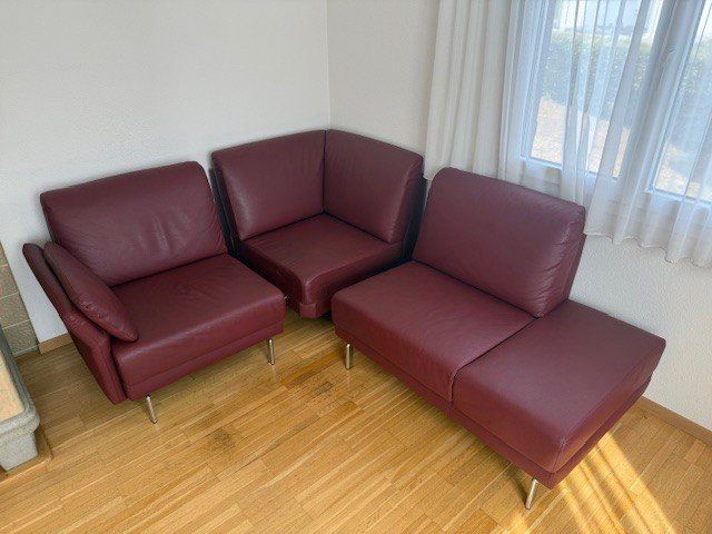 Divani: Ecksofa, dunkel Rot, Leder – Usato da Tägerwilen venduto da cici123 2