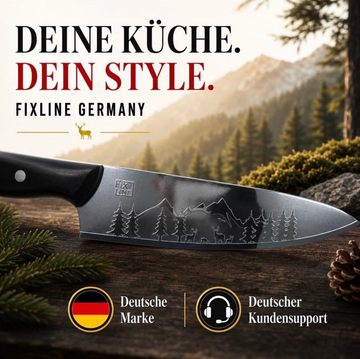 Küchenmesser: FIXLINE Chefmesser 20cm BLACK FOREST Edition – Neu und originalverpackt aus Basel von Seifehuesli 3