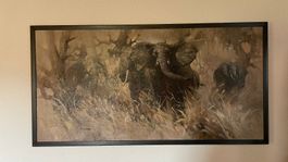 Gemälde Elefanten Elefant, Metallrahmen 123x60cm