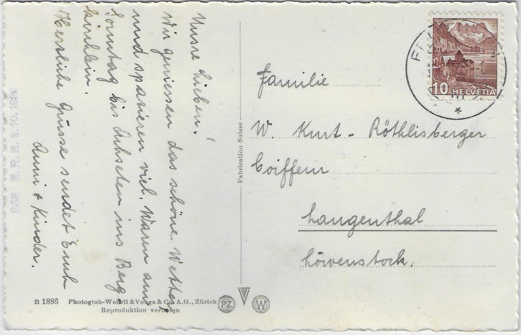 Cartoline postali: Frutigen - Kirche mit Balmhorn u. Altels – Antico da Ettingen venduto da Kartenplanet 1