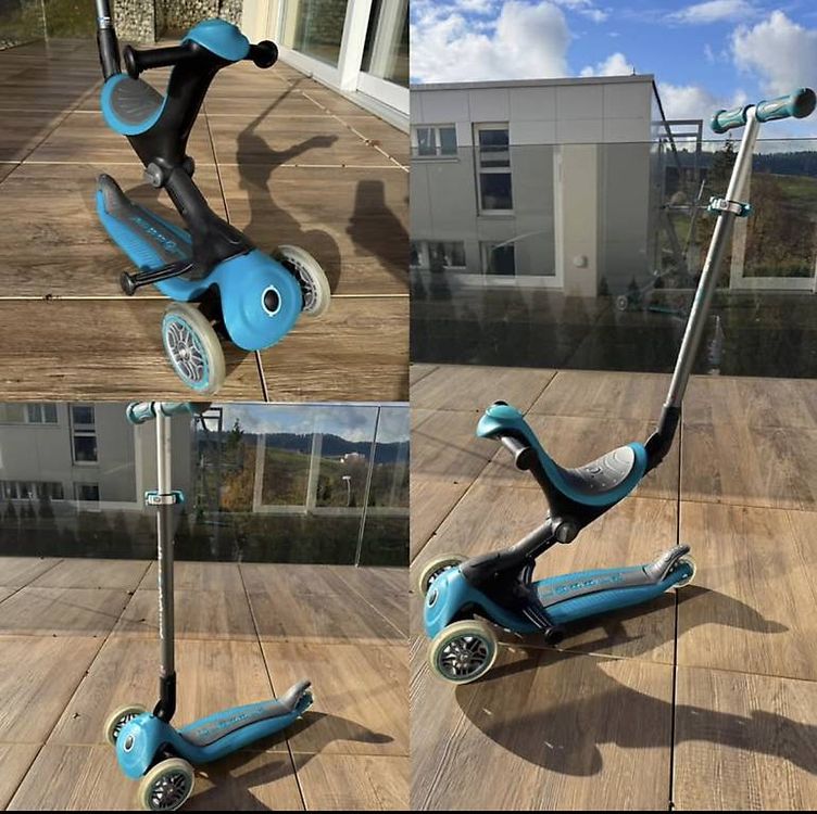 Twinly Trottinette évolutive pour enfants 3 en 1 DINLY, multifonctionnel coureurs, trottinette pour enfant, scooter avec casque de 1 à 6 ans + fonction vélo d'équilibre LED 30 kg (Blanche