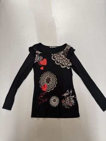 Desigual Langarmshirt schwarz mit Mustern wie neu