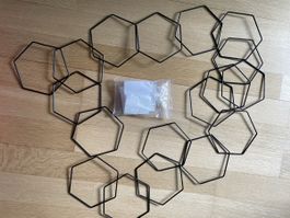 18xHexagon Deko Metallrahmen, Blumenkletter, neuwertig