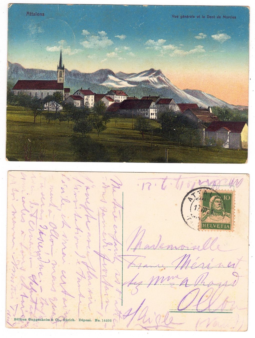 Cartoline postali: Attalens, vue générale – Usato da La Tour-de-Peilz venduto da amjust