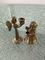 2 alte Messing Engel Figuren Kerzenhalter