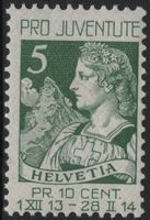 5 Rp. Helvetia mit Matterhorn - ABART Zähnung leicht versch.