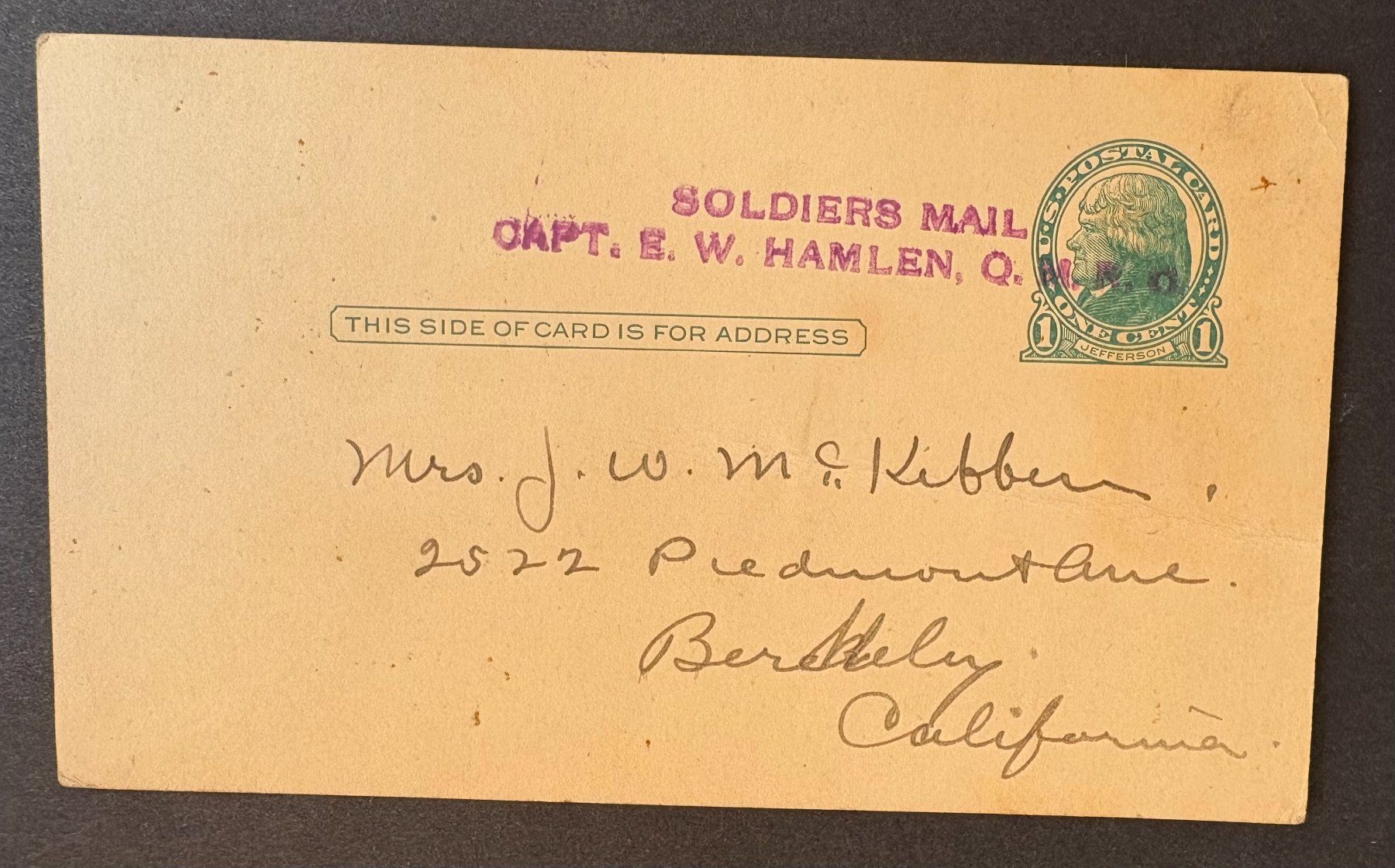 Tous les timbres: USA SODIERS MAIL CAPT. E.W.HAMLEN – D'occasion à Ostermundigen par wini63