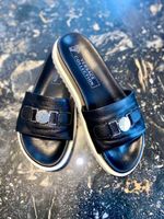 Sandales Versace Collection en cuir noir, Taille 42